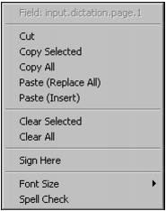 Editing/Formatting option menu