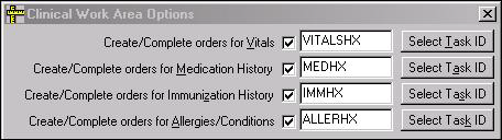 Clinical Work Area options for automatic creation of orders