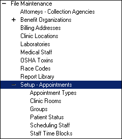 Setup Appointment menu